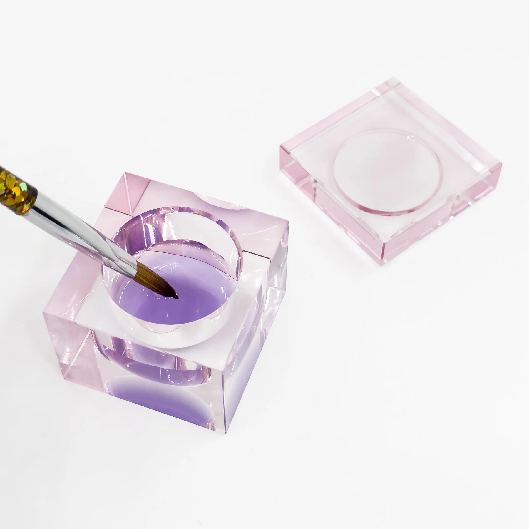 Nail Liquid Cup Monomer Square Crystal Nail Dappen Dish Pink Dappen