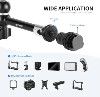 NEEWER Upgraded Super Clamp and 11" Adjustable Friction Power Articulating Magic Arm Compatible with SmallRig Camera Cage/Rig detail image