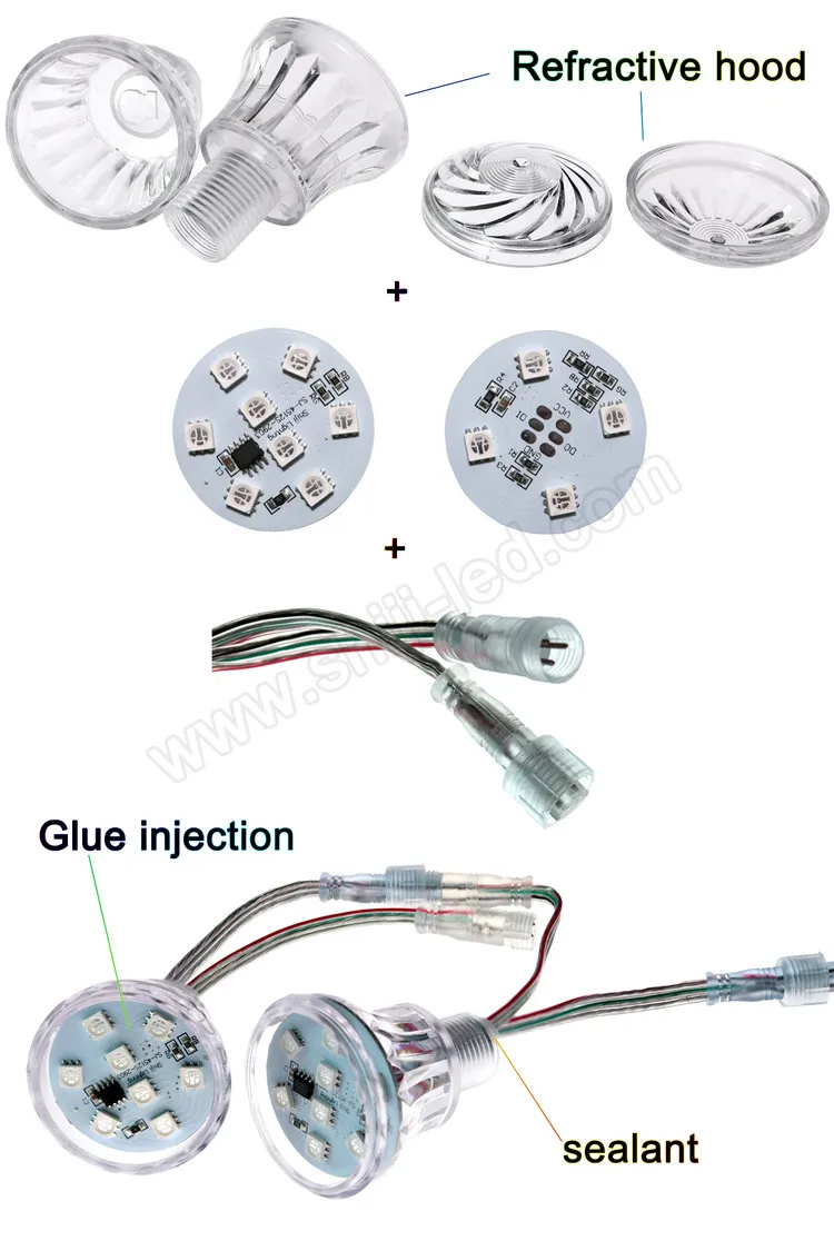 Smart Colorfully 45mm 12pcs  USC1903 RGB Turbo Pixel Addressable Waterproof Amusement Lighting