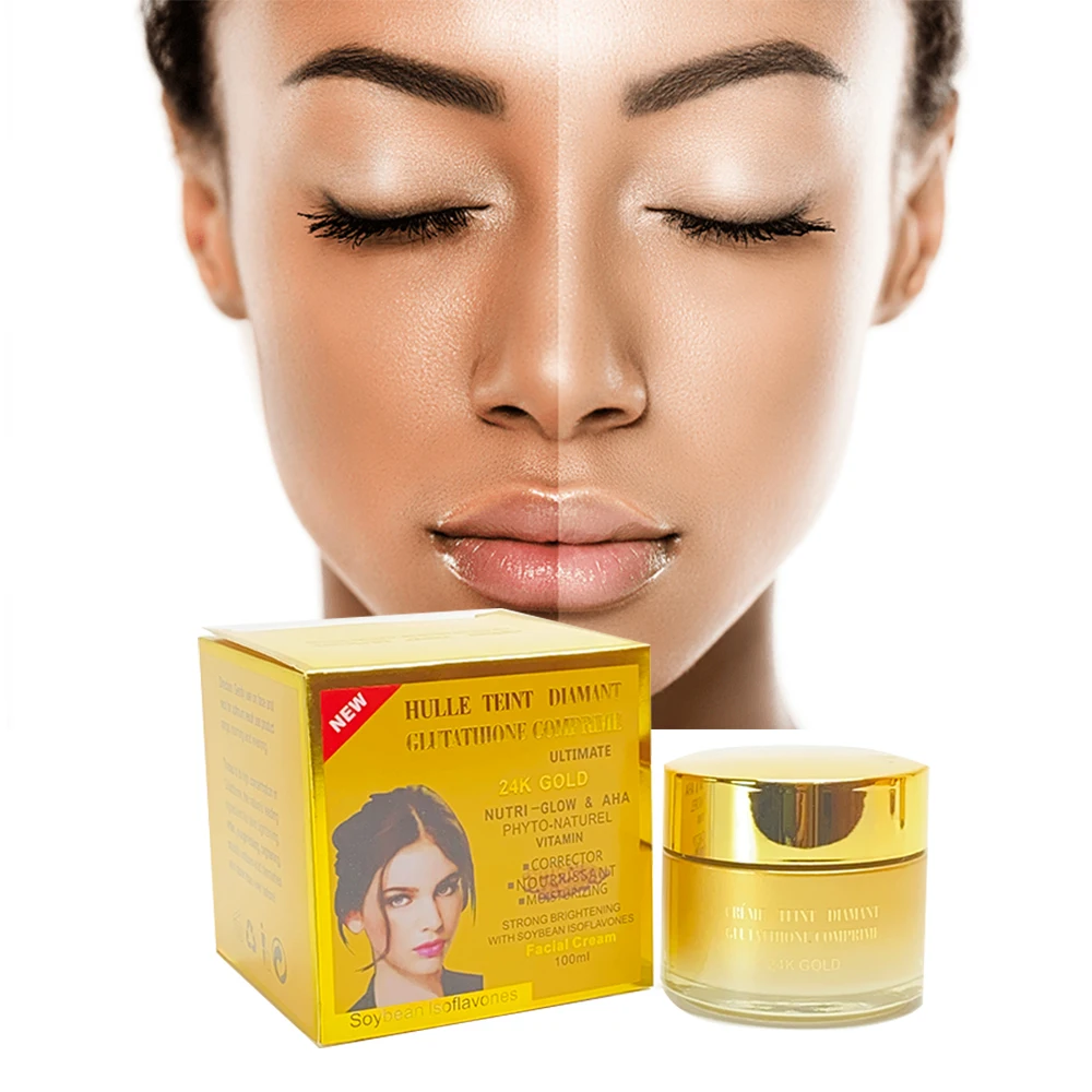 Customize Private Label 24K Gold Gluta Comprime Naturel Anti-Aging  Hydration Whitening Hyaluronic Acid Glycerin Face Body Cream