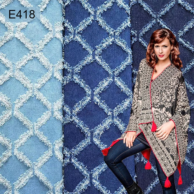 Новое поступление дышащие толстые полиэфирные хлопковые жаккардовые джинсы джинсовая ткань поставщик для женских джинсов