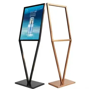 Floor-to-ceiling metal signage advertising stand