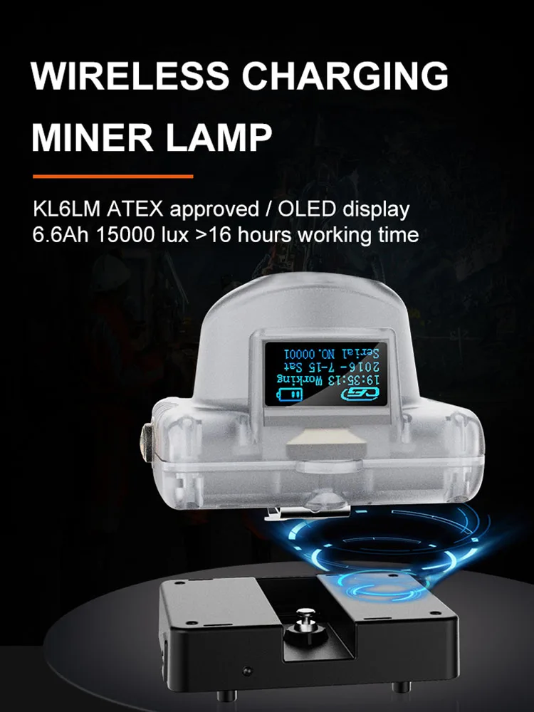 KL6LM Led Mining Cap Lamp Cordless With Wireless Charging For Safety 0