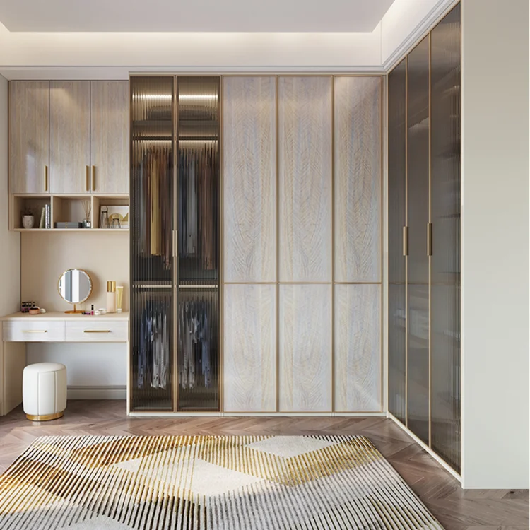 Closet Modern Design Folding Door Simple Wooden Combination Bedroom Wardrobe
