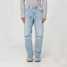 Custom Design Ripped Denim Jeans Blue Wash High Quality Fit Jean