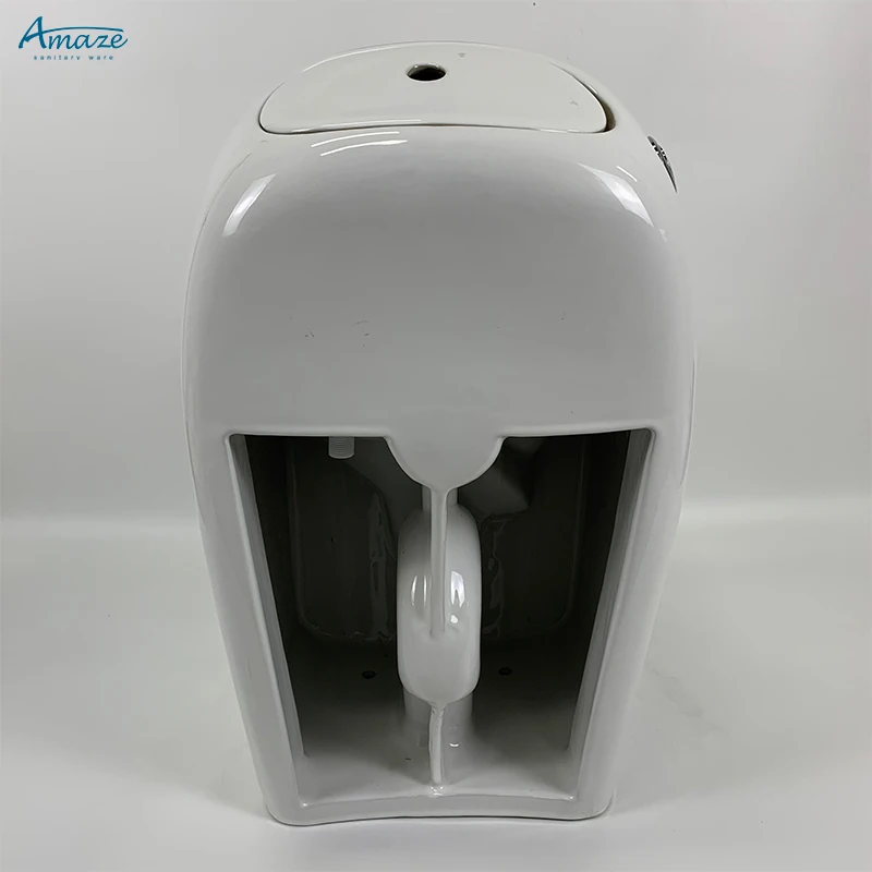 Good quality luxury design floor mounted wc white gold line egg shape water closet bathroom ceramic one piece toilet bowl manufacture