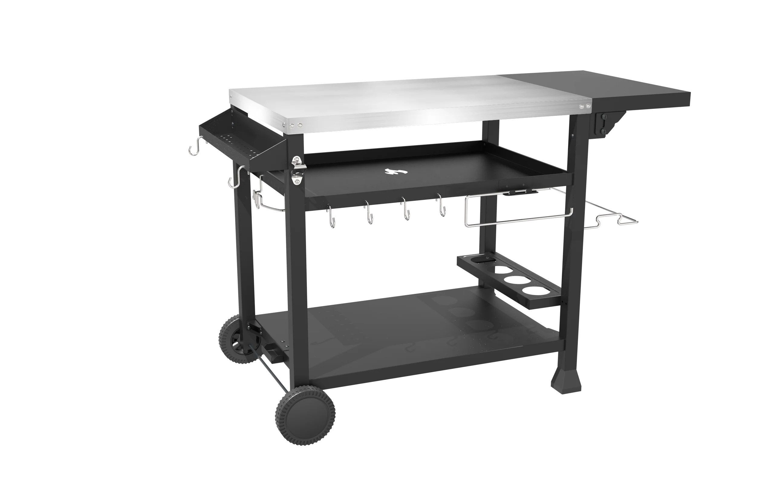 Pizza Oven Trolley Bbq Grill Stand Double shelf Outdoor Worktable