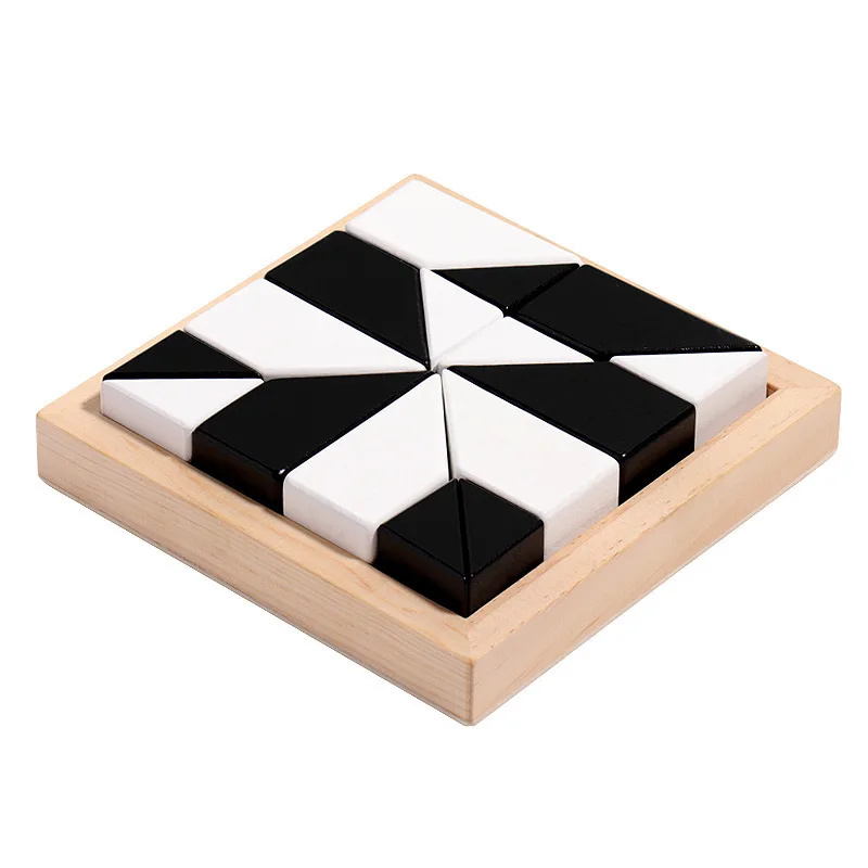 Montessori Hidden Block Puzzle Building Block Table Puzzle Educational Toys Logical Thinking Training Wooden Toys for Children