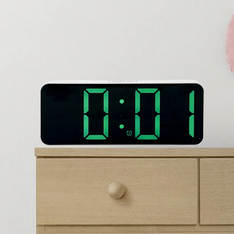 Compact Digital Alarm Clock USB Charging Brightness Dimmer Arge Bold Number Snooze Small Desk Clocks for Bedroom Bedside