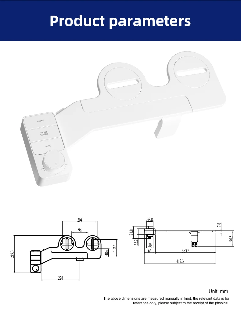 Non Electric Key Button Bidet Toilet Attachment Dual Nozzle Smart Toilet Bidet Shattaf Detachable Non Electric Bidet manufacture