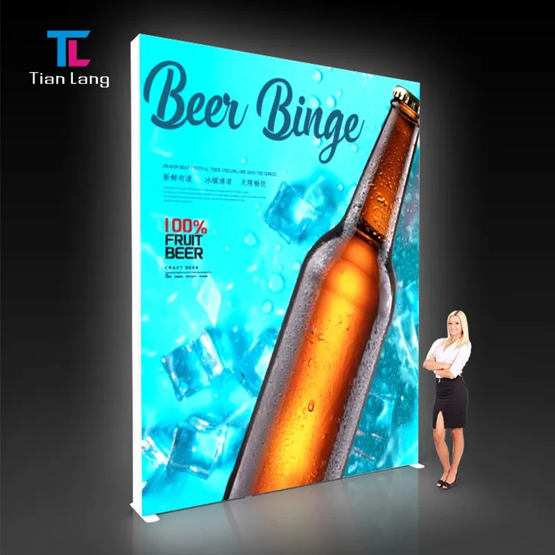 TianLang Velkoobchodní továrna Vysoká jasnost Textilní plátno Rámové svedlo z aluminu Reklamní světlé boxy