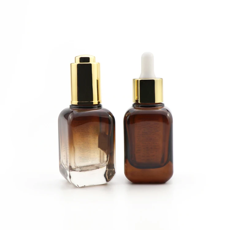 JX Pack 30ml 40ml Amber square Rectangle Essential Oil Glass Dropper Bottle