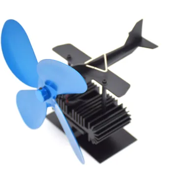 New Designed Circulating Warm Air Saving Fuel Heat Powered Fireplace Fans 4 Blades Blue Eco-Friendly Stove Fans