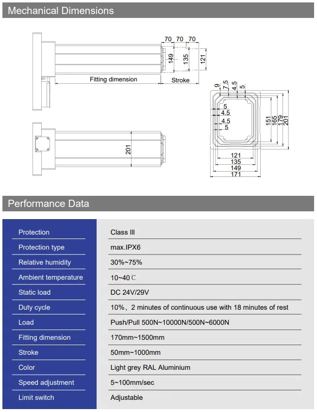 Primopal High Torque Powerful 6000n 400mm 24v Linear Lifting Column Big ...