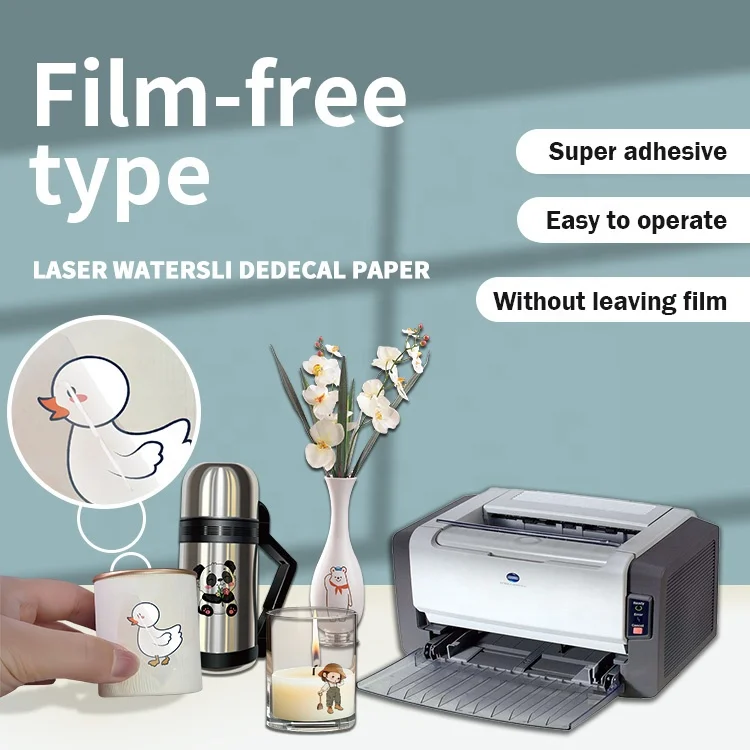 Papier Transfert Waterslide Transparent Pour Imprimante Laser - 10 Feuilles A4, Pour Personnaliser Bougies, Mugs, Verre - 5