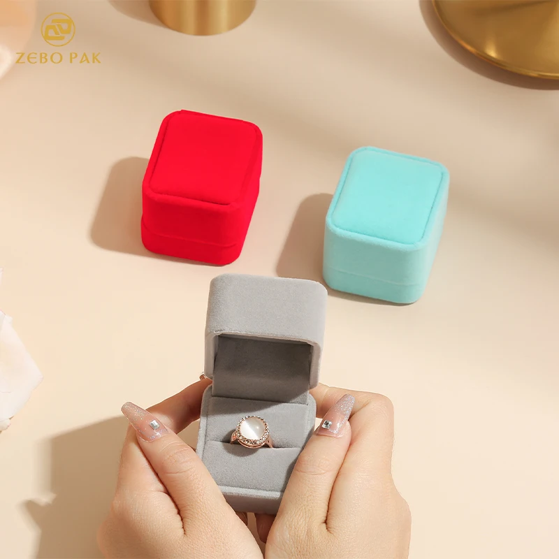 Zebo Custom logo Velvet Jewelry Box Set for Ring Pendant Bracelet Bangle Necklace Jewellery Boxes Packaging