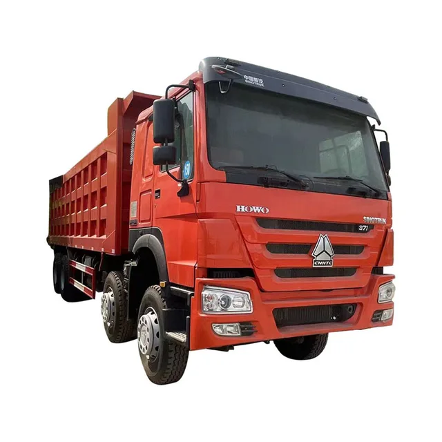 Used good quality export SINOTRUK HOWO red 12 wheels dump Truck  371 HP euro2 tipper truck 8x4 heavy duty dumper trucks for sale