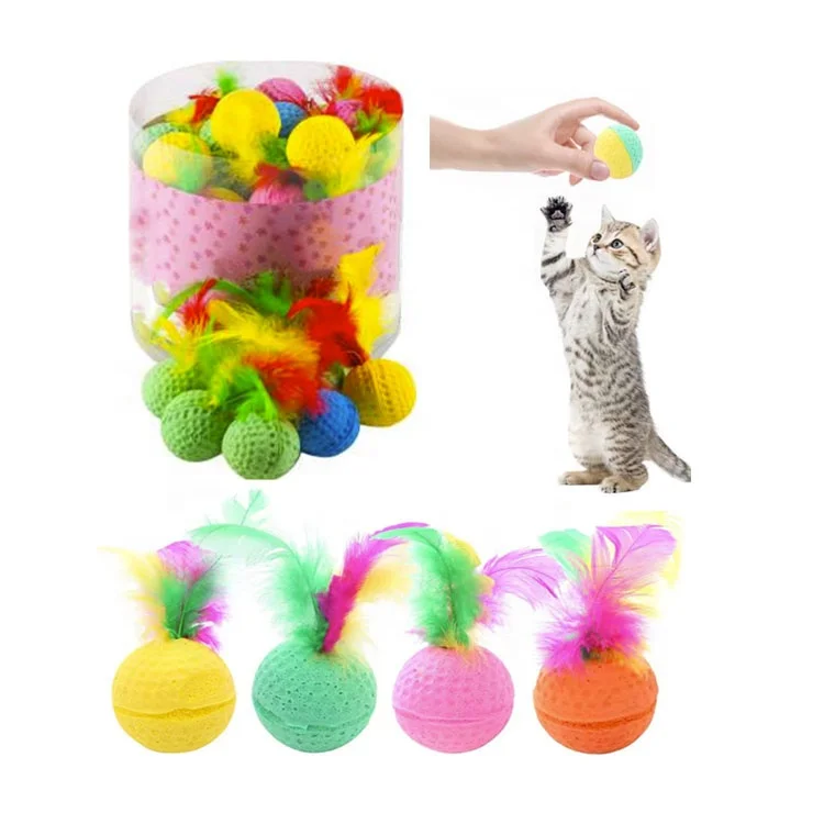 Factory Direct Supply Foam Latex Cat toys Customized colors interactive feather foam Cat toys