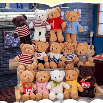 Custom Soft Toys Teddy Bear Wholesale Stuffed Plush Cute With Sweater Clothes Teddy Bear Plush Toys For Birthday Gift
