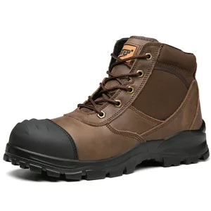 Top Layer Nubuck Steel Toe for Boots Anti-Smash Anti-Puncture Work Safety Side Zipper Wear-Resistant Anti-Slip Summer
