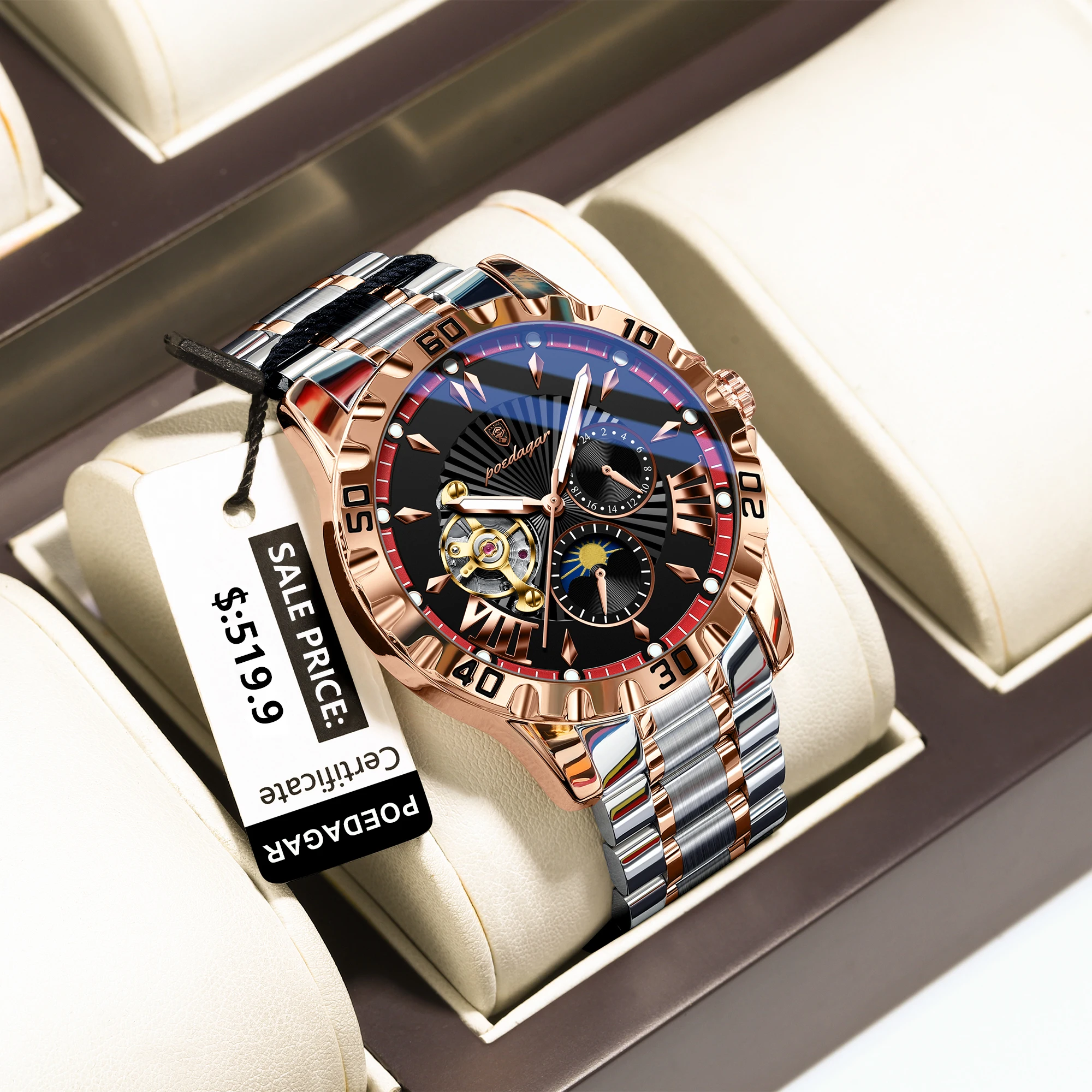 Poedagar 1415 Stainless Steel Men's Automatic Watch