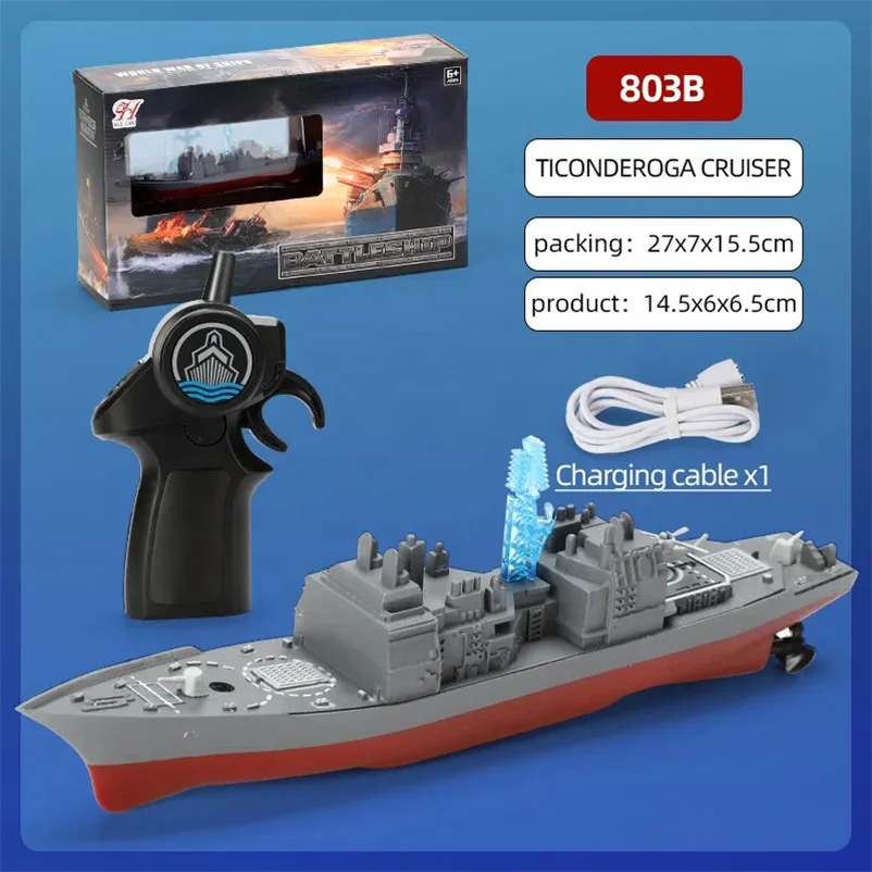 2.4g Gray Mini Rc Destroyer Warship Model Toys