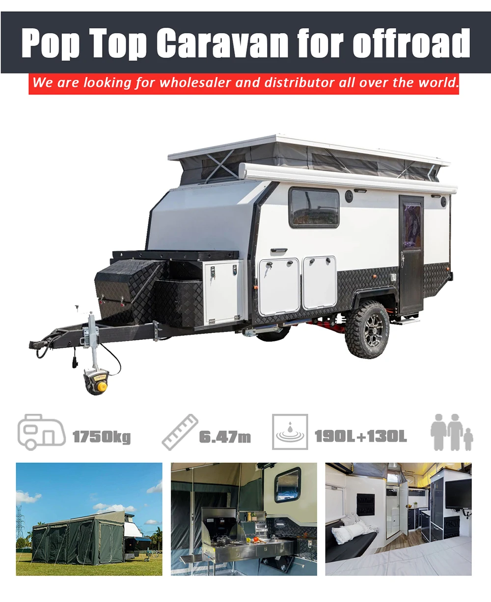 Torsion Axle Galvanized Off Road Camper Trailer With Inflatable Off