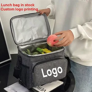 Custom Logo Aluminum Foil Insulated Lunch Bag Sided Mesh Pockets Large Capacity Outdoor Picnic Food Delivery Cooler Thermal Box