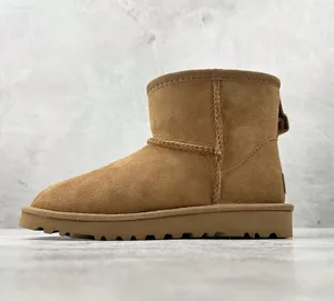 Wholesale Females Custom Uggs Ankle Furry Winter Snow Boots for Women Girls Mini Black Leather Boots Designer Shoes Uggs