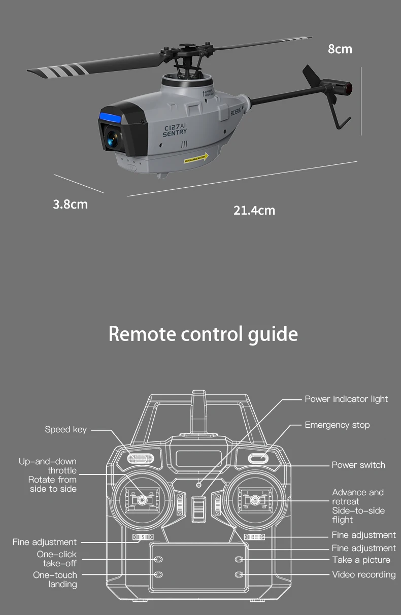 New Coming HOSHI RC ERA C127AI 2.4G 6-Axis Gyro Brushless Motor Optical Flow Localization RC Helicopter Toy RTF Update C127 C128