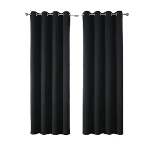 Rancho Black Blackout Curtain Solid Thermal Insulated Window Treatment Blackout Drapes Draperies for Bedroom