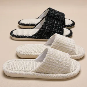 Hot Sales Linen for Slippers for Men Women Spring Summer Non-Slip Household Floor Slides Cool Breathable Bedroom for Slippers
