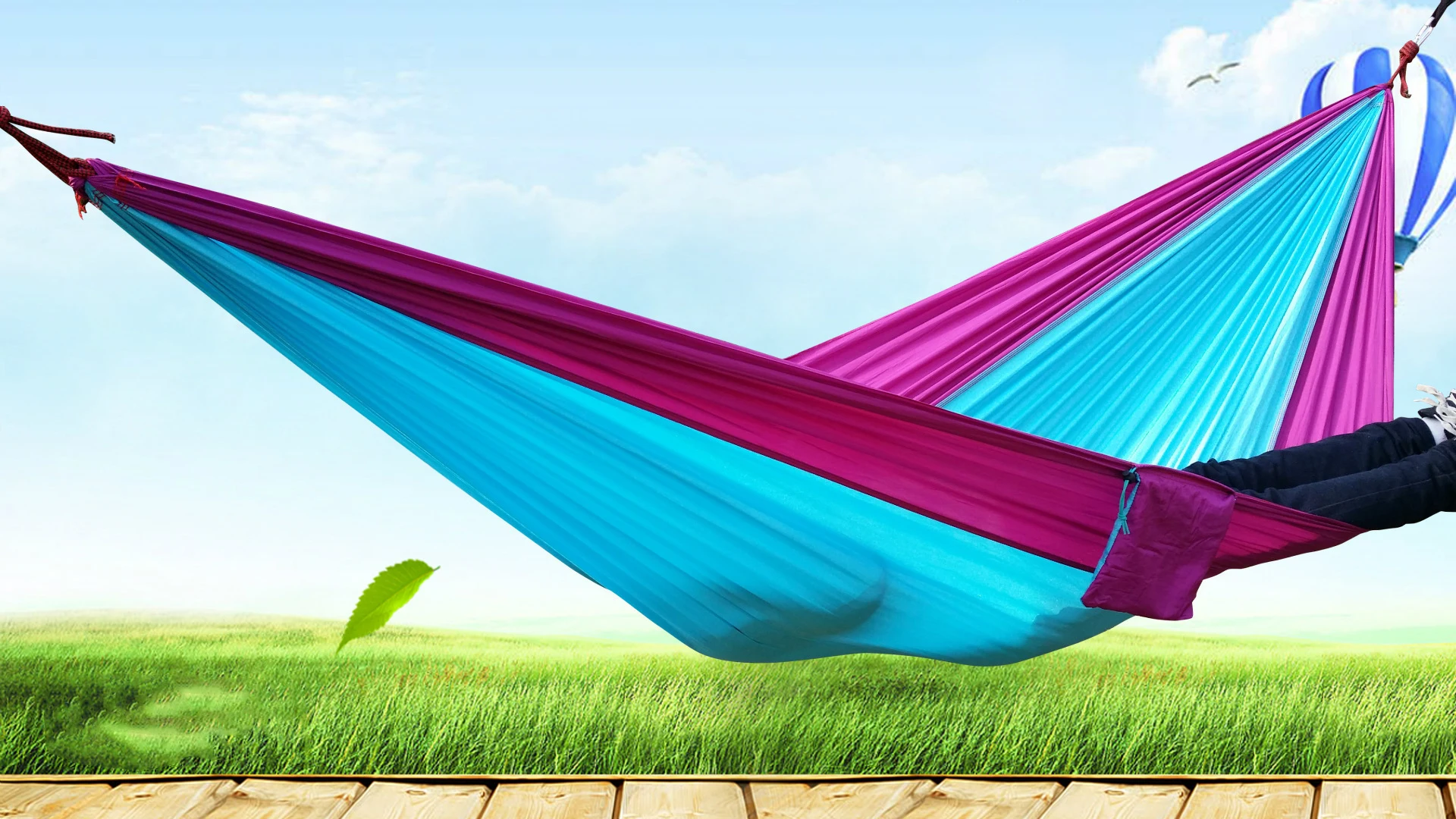 Camping Hammock Double & Single Portable Hammocks With 2 Hanging Ropes