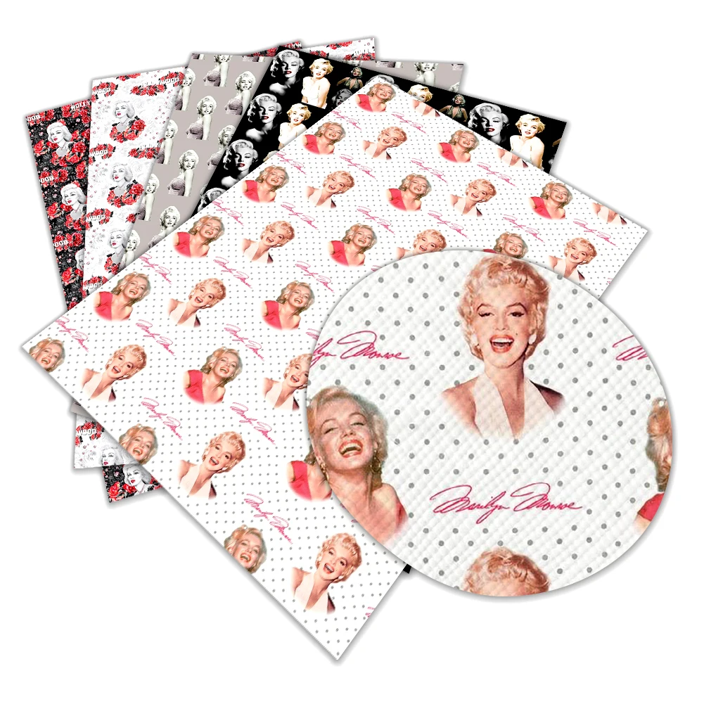 22*30CM Celebrity Marilyn Monroe Printed Faux Leather Diy Sewing