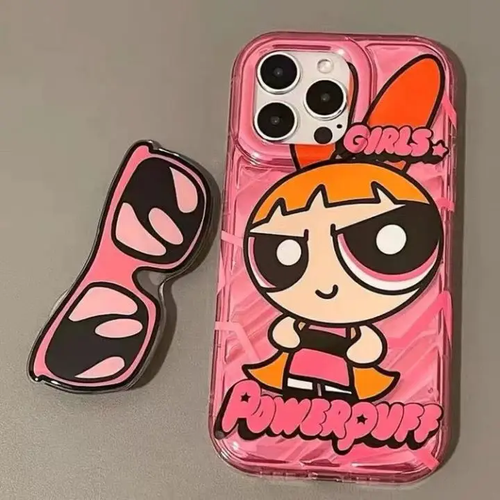 Cute Glasses Powerpuff Girls Airbag Mobile Phone Case Soft Silicone Tpu