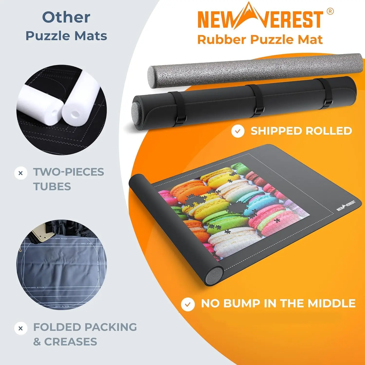 Original Latest Puzzle Pad Roll, Protective Pad Portable Storage, Anti slip Rubber Bottom and Smooth Top+3 Puzzle Sorting Trays