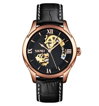 Skmei 9223 Luxury Automatic Movement Mechanical Watches Leather Strap Waterproof High Quality custom logo mechanic Watch Men