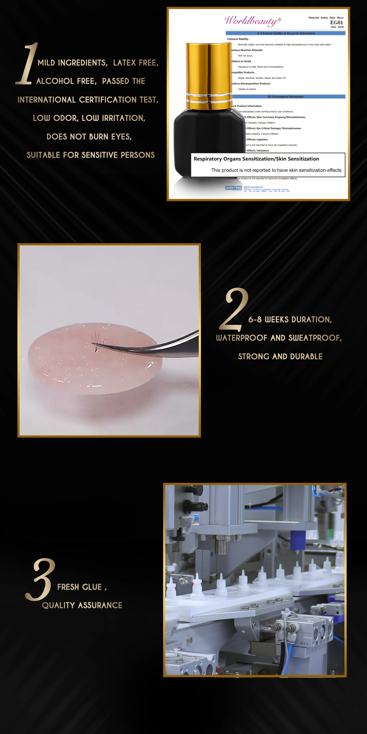 0.5 Second Long Lasting Low Humidity Professional Lash Glue For Eyelash