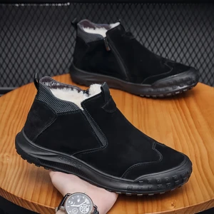 Y 39-44 Winter New Men's Thickened High-top Warm Work Shoes with a Fashionable and Simple Design Trendy Ankle Boots