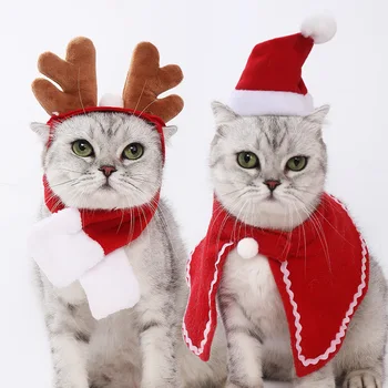 Wholesale Pet Cat Dog Hat Headwear Cape Scarf Christmas Clothing Supplies