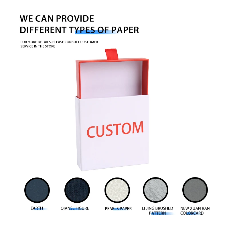 صندوق هدايا خشبي قابل للتخصيص مع شعار لمجوهرات صندوق الرسم مع بطاقة شكر ورقية مع درج منزلق لتعبئة المجوهرات