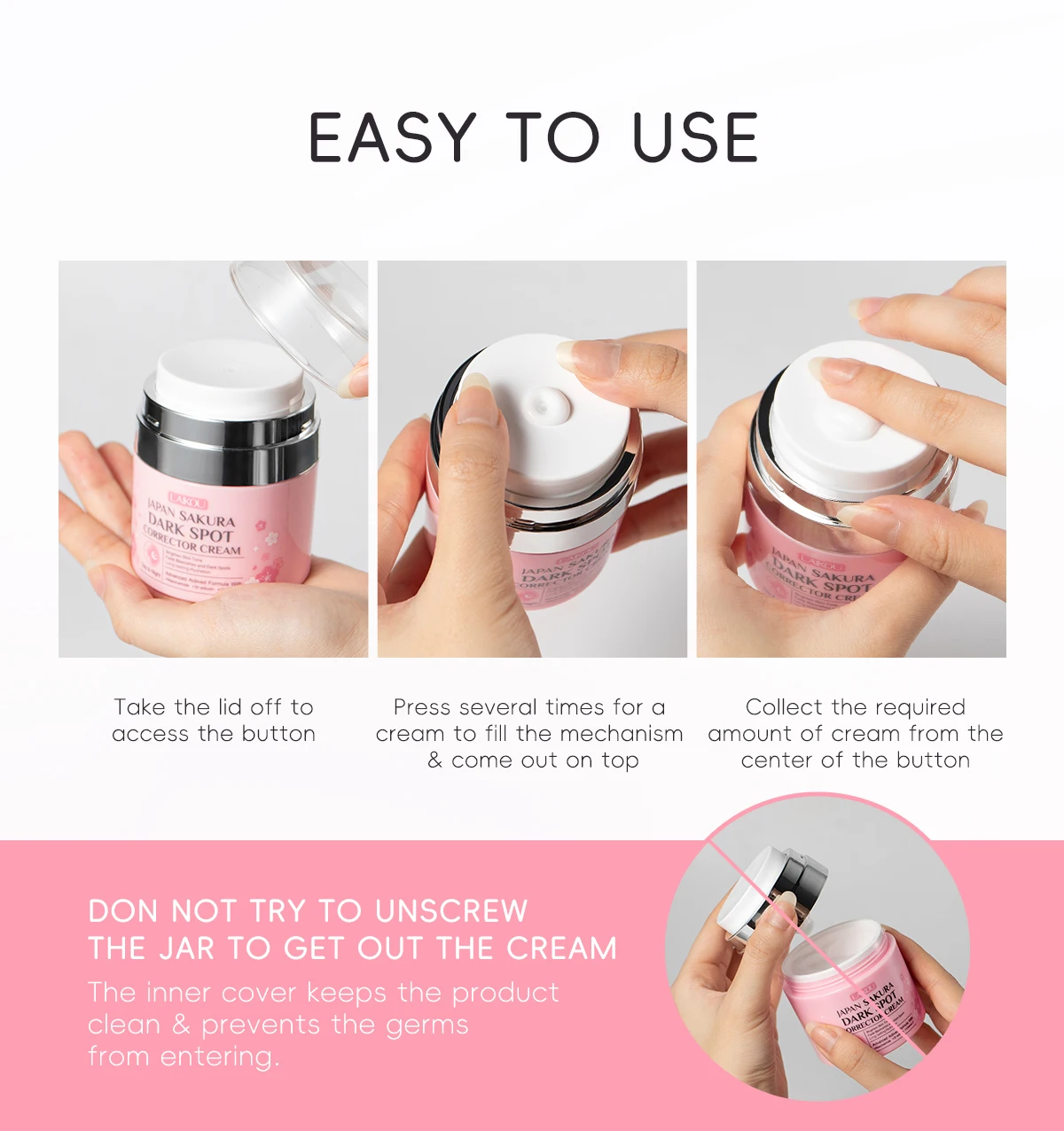 LADUREE フェイスカラー ポット サクラ 01 LAIKOU Japan Sakura Dark Spot Corrector - 50g Cream