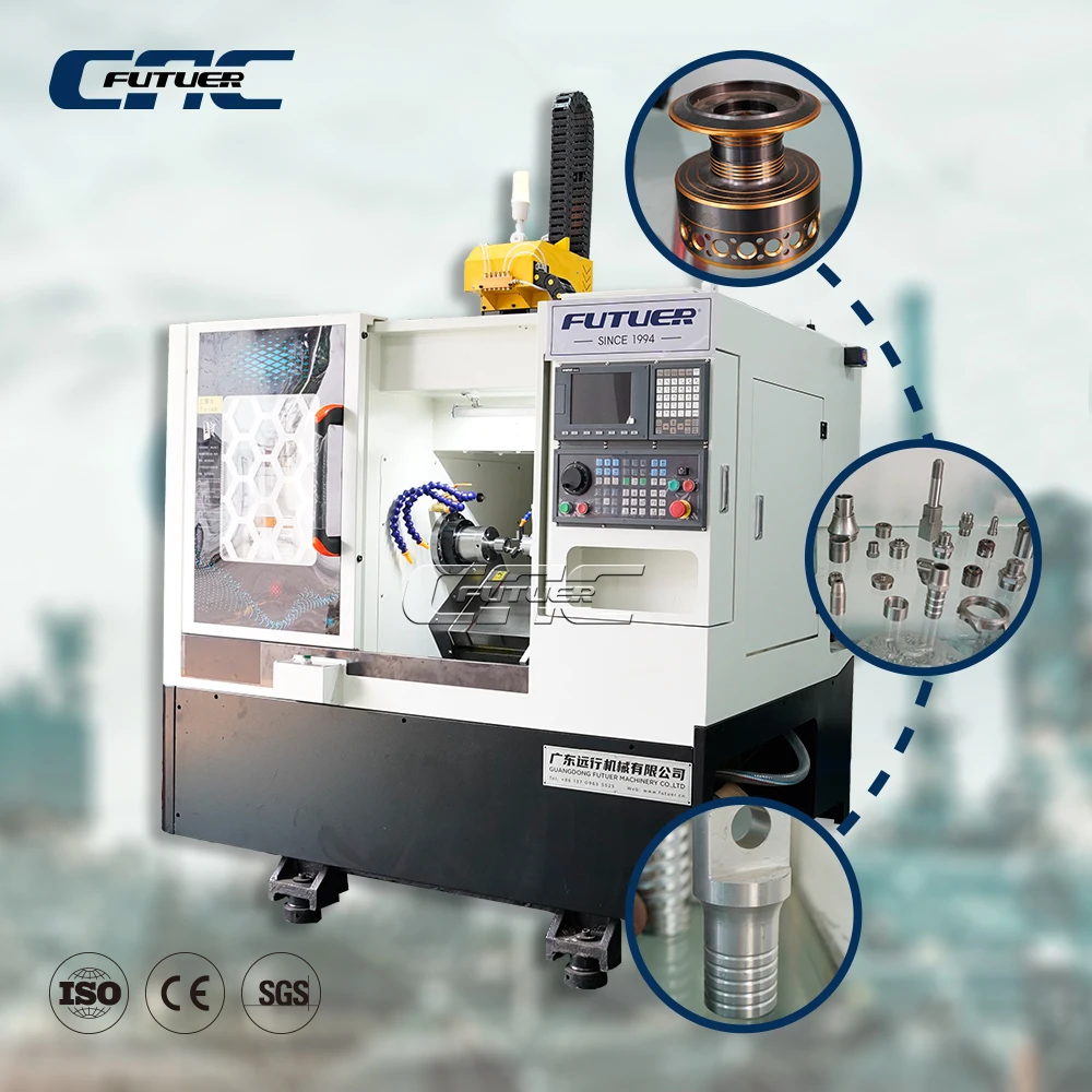 Heavy Duty CNC Lathe Machine with Slant Bed  Fully Enclosed Guard and Lubrication System for Mass Production