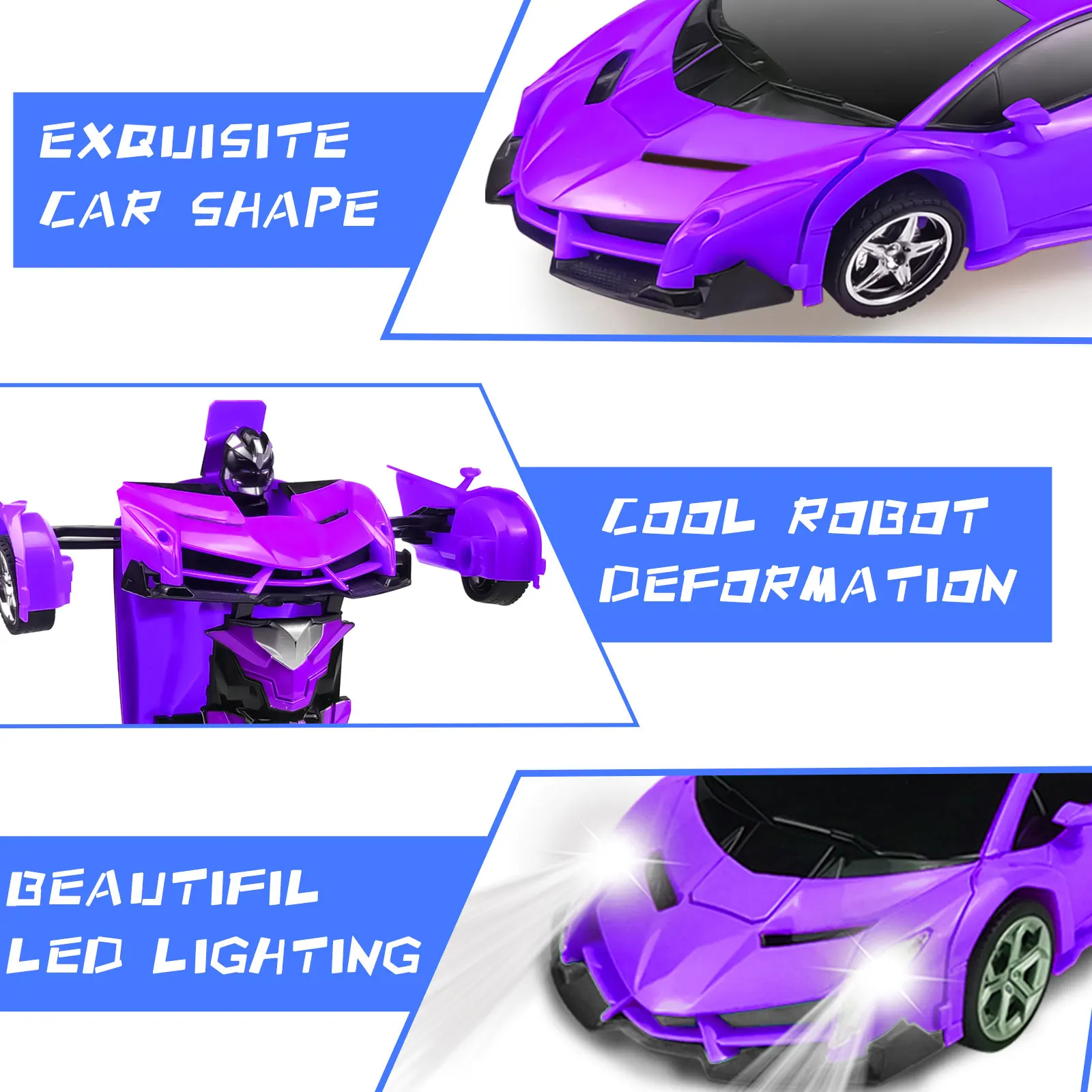 Pink Transforming 2 in 1 Induction Vehicle 360 Degree Toy Deformation Robot Remote Control Car