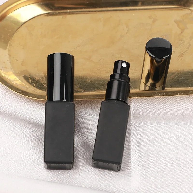 5ml 10ml Matte Black Mini Bottle Empty Fine Mist Travel Perfume Bottle Glass Screw Black Aluminium Sprayer