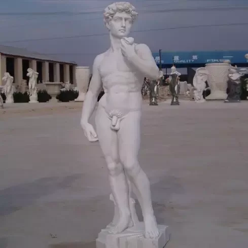 モダンアート 男性彫刻 球体の上に座る 屋外装飾モダンアート裸の男像石彫刻白い大理石デビッド像彫刻