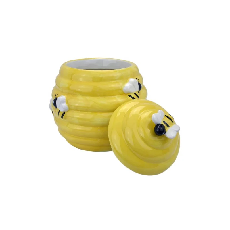 かわいい蜂のデザインの陶器製ハニーポット（ディッパーと蓋付き）卸売