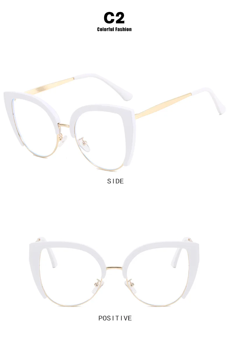 Cat Eye Half Frame Flat Light Mirror Antiblue New European And