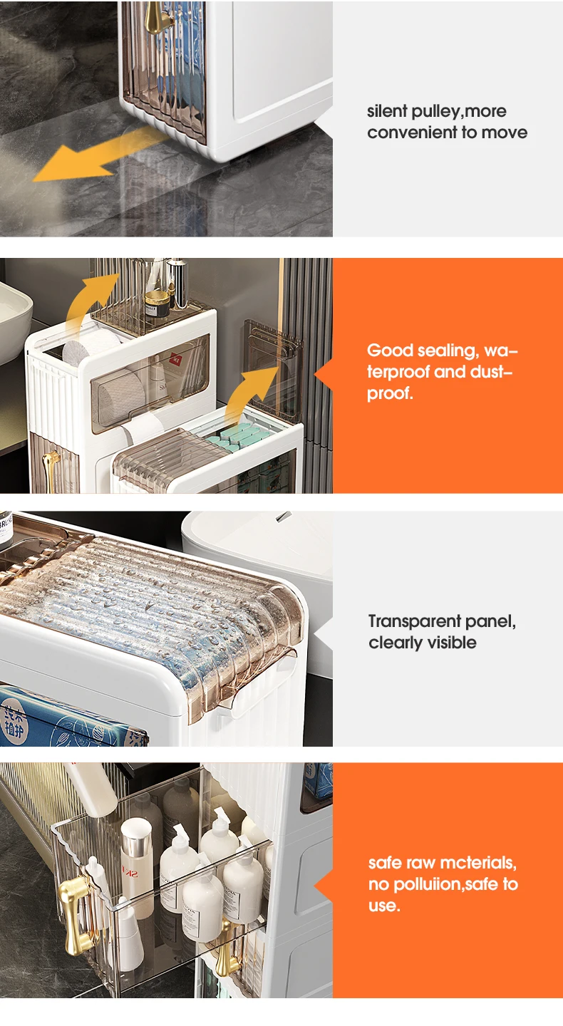 Wannuo Multifunction Chest of Drawer Household items Transparency plastic Bathroom cabinet Storage drawers details