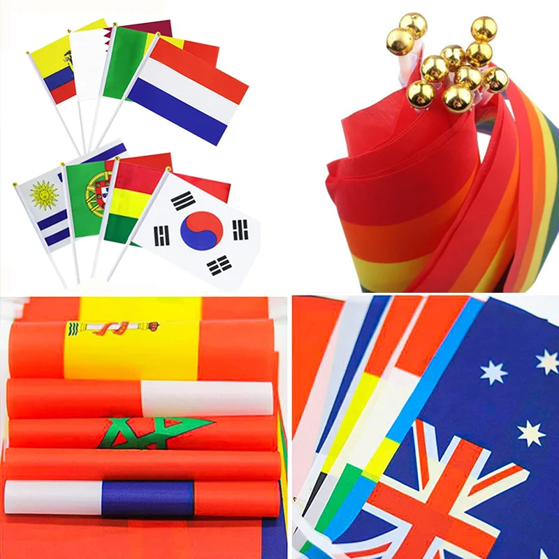 Flag suppliers 100%polyester custom fans small hand us flag printed germany stick flag with wood pole